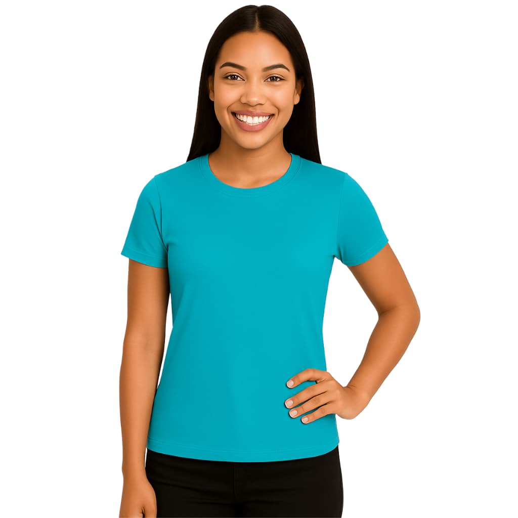 Camiseta Feminina Manga Curta 100% Poliéster Leve Confortável Esportiva