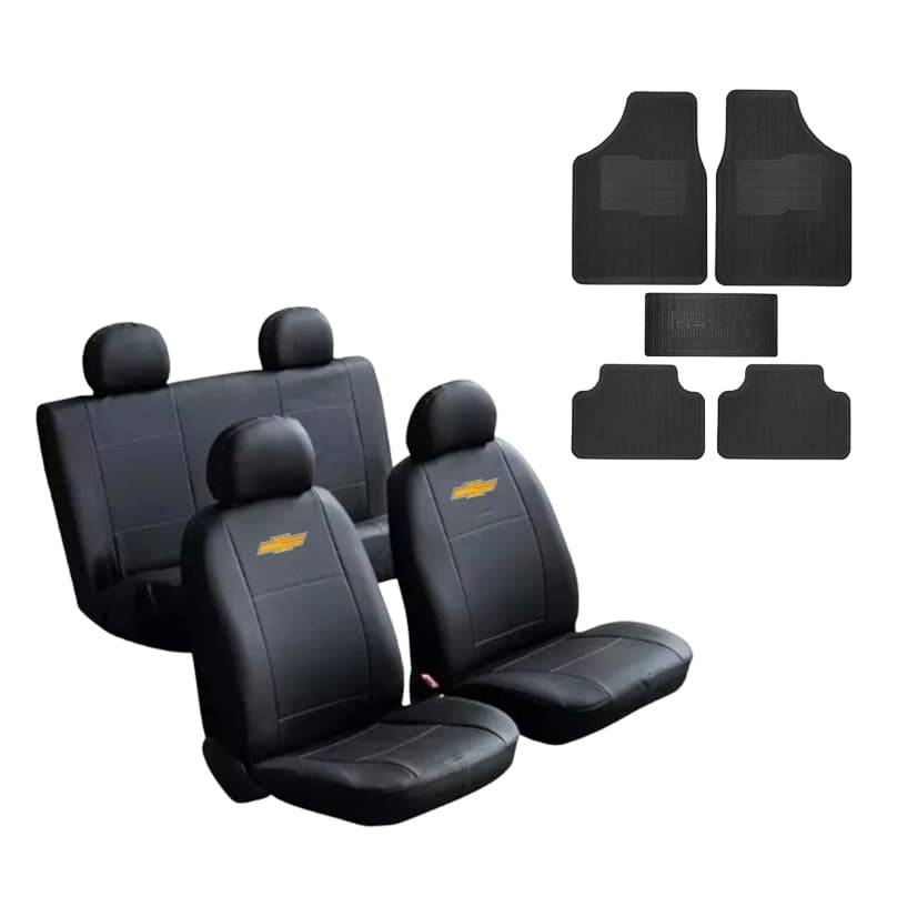 Capa Couro Automotivo Banco Carro + Tapete 5 Peças Cobalt Corsa Kadett Meriva Montana Onix