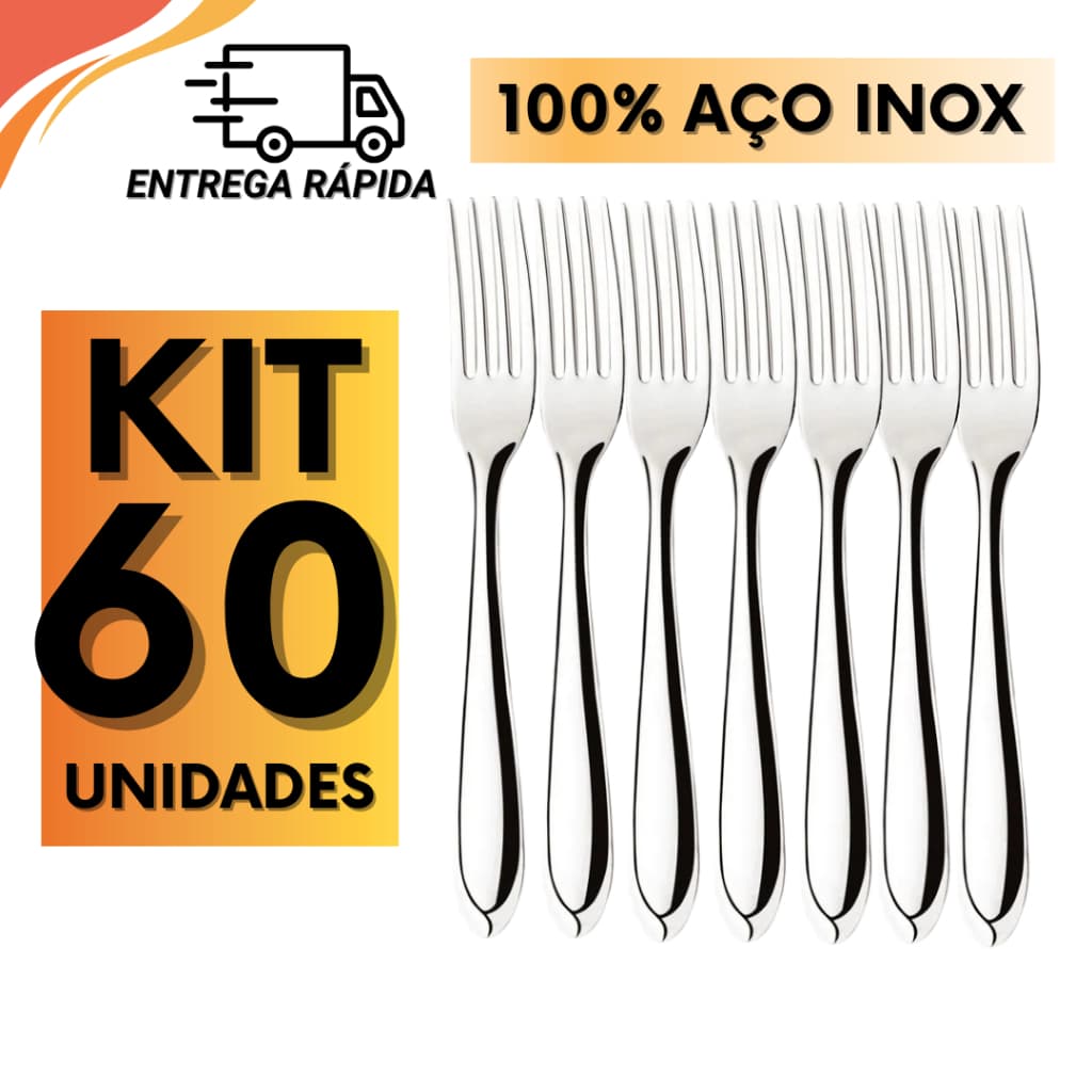 Jogo De Garfos Inox 60 Peças Cozinha Profissional Festas Enxoval Buffet