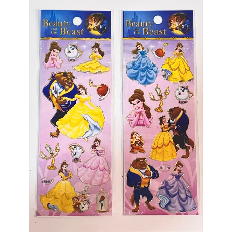 Cartelas de Adesivo Infantil A Bela e a Fera Lembrancinha princesas