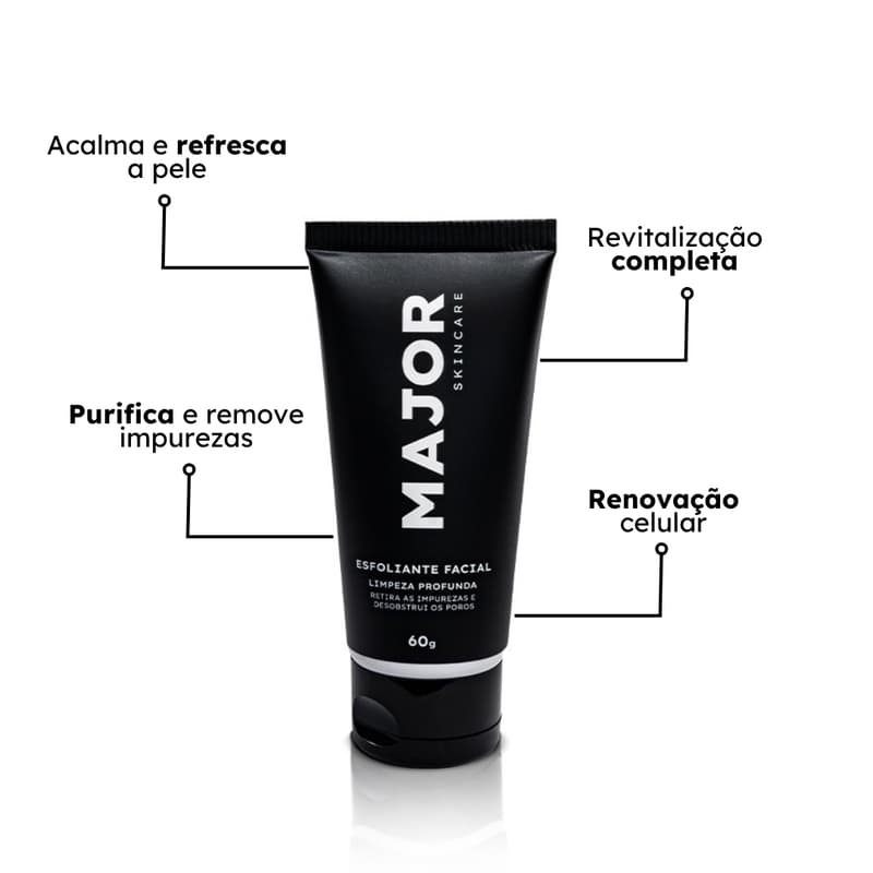 Esfoliante Facial Major | Limpeza Profunda com Extratos Naturais e Mentol