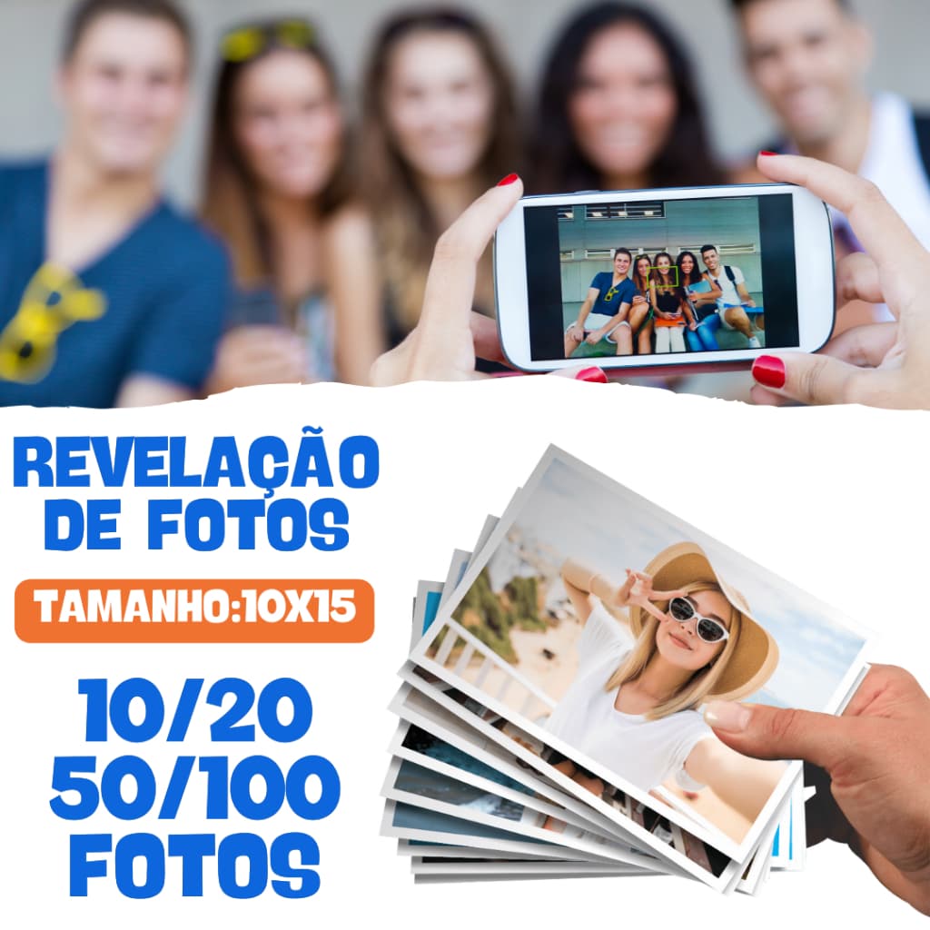 Revelação de Fotos 10x15 Pacote com 10/20/50/100 Unidades Papel Fotográfico 180g Alta Qualidade
