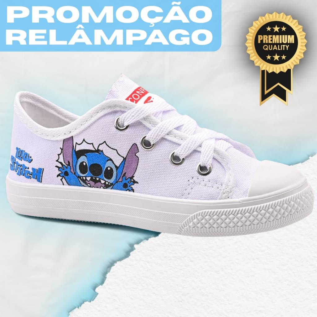 Tênis Infantil Stitch Menina Menino Escolar Confortável Casual Leve Macio