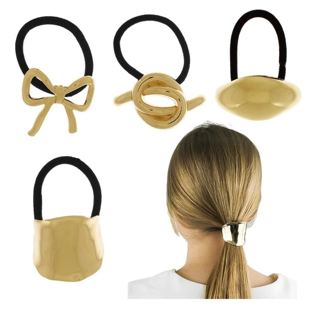 Kit 4 Rabicós Com Metal Grande Presilhas Dourado Xuxinha