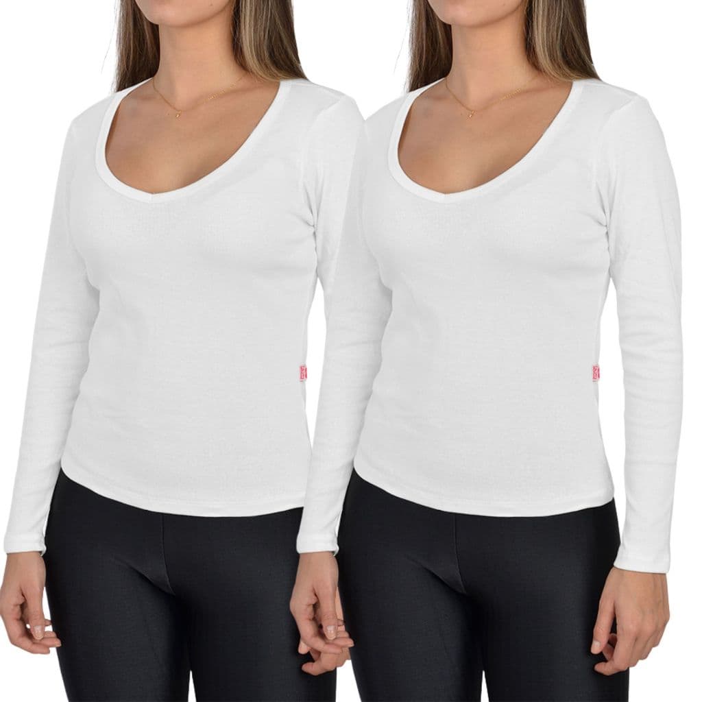 Kit 2 Blusa Feminina Manga Longa Básica Algodão Lisa Segunda Pele Ribana Cacharrel
