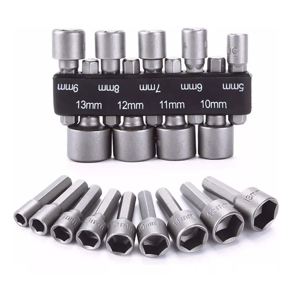 Jogo chave Canhão Lorben 9 Peças 5mm - 13mm Aço Sextavado para furadeira/parafusadeira