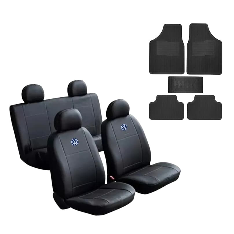 Capa Couro Automotivo Banco Carro + Tapete 5 Peças Fox Gol G1 G2 G3 G4 G5 G6 G7
