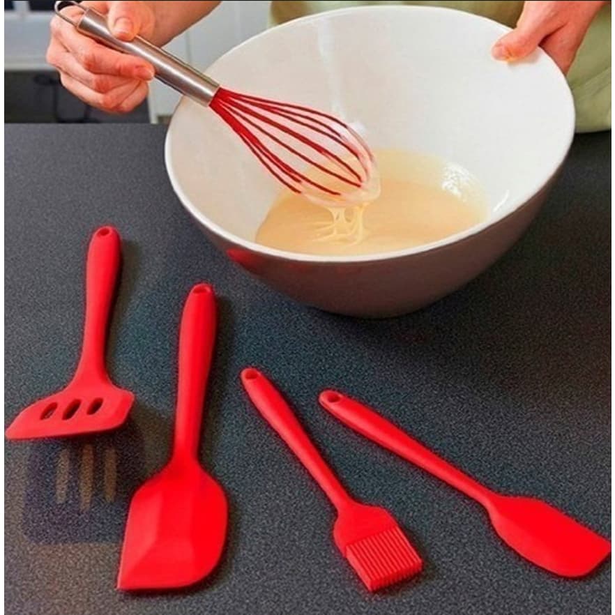Kit Utensilios Silicone Cozinha 5 Pecas Resistentes Antiaderente cores sortidas
