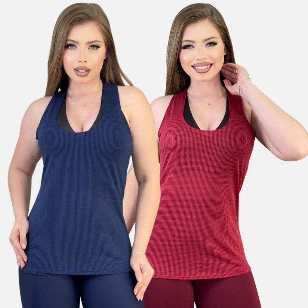 Kit 2 Regatas Feminina Nadadora De Academia Dry Fit