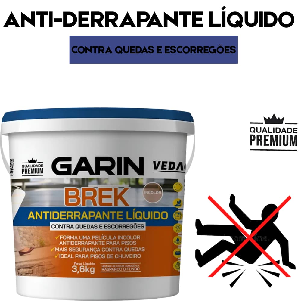 Antiderrapante BREK Líquido 3,6kg Linha Premium contra quedas Incolor Garin