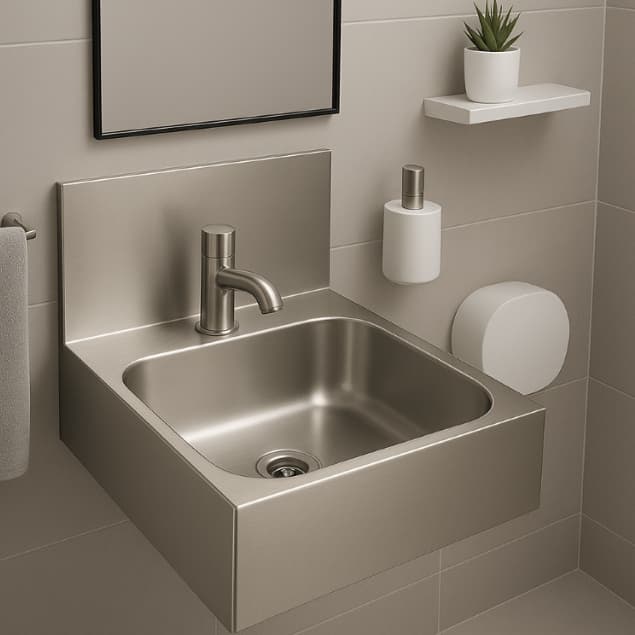 Pia Suspensa Lavatório Industrial Lavar Mãos Assepsia Inox Toneira Inox