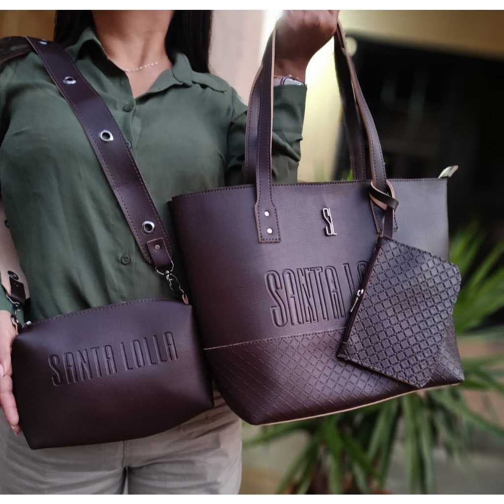 Kit com 3 peças- Bolsas Femininas saco - Tote Grande + Bolsa Lateral/Transversal
