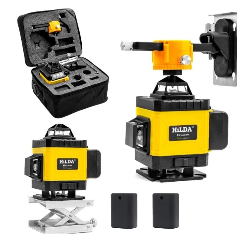 Nível Laser 16 Linhas Verde 4d Hilda Profissional 2 Baterias Recarregável