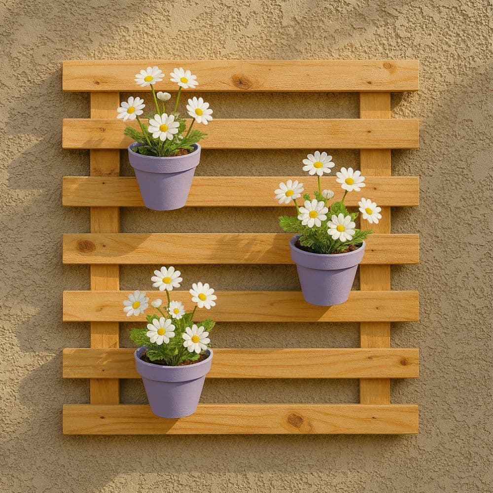 Painéis Jardim Vertical Madeira Pinus 60x40cm – Floreira com Treliça