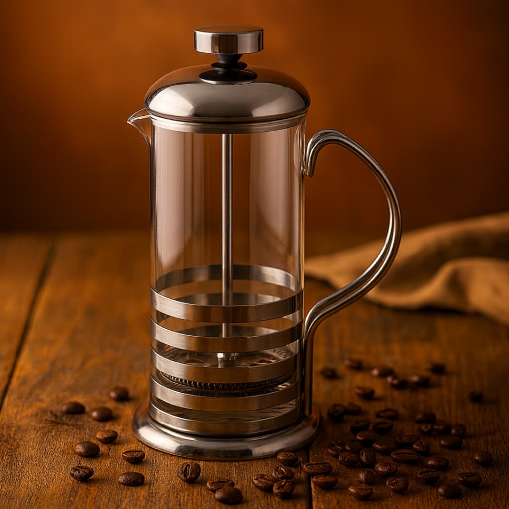 Cafeteira Prensa Francesa de Inox e Vidro 350ml Café Cremeira Chá Capuccino Leite Cremoso 3 Xícaras