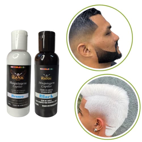 Kit 2 Tintas Preta e Branca Pigmentação Barba E Cabelo 120ml Para Aerógrafo