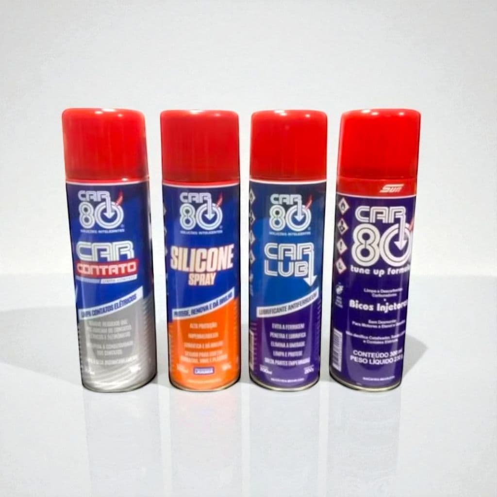 Kit Car80 Silicone Spray + Descarbonizante + Limpa Contato + Desingripante