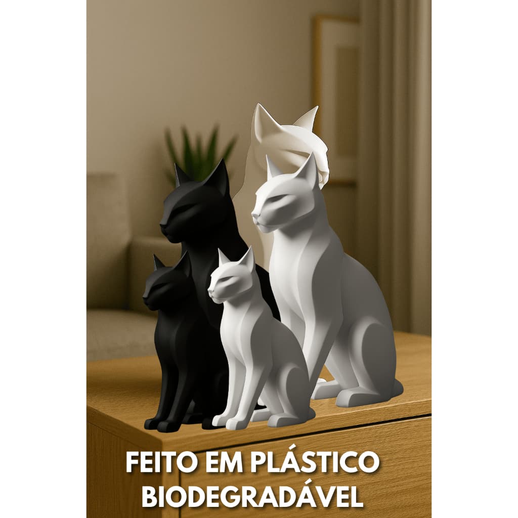 Decoração Gato Escultura Moderna para Sala ou Escritório – Enfeite Minimalista Biodegradável