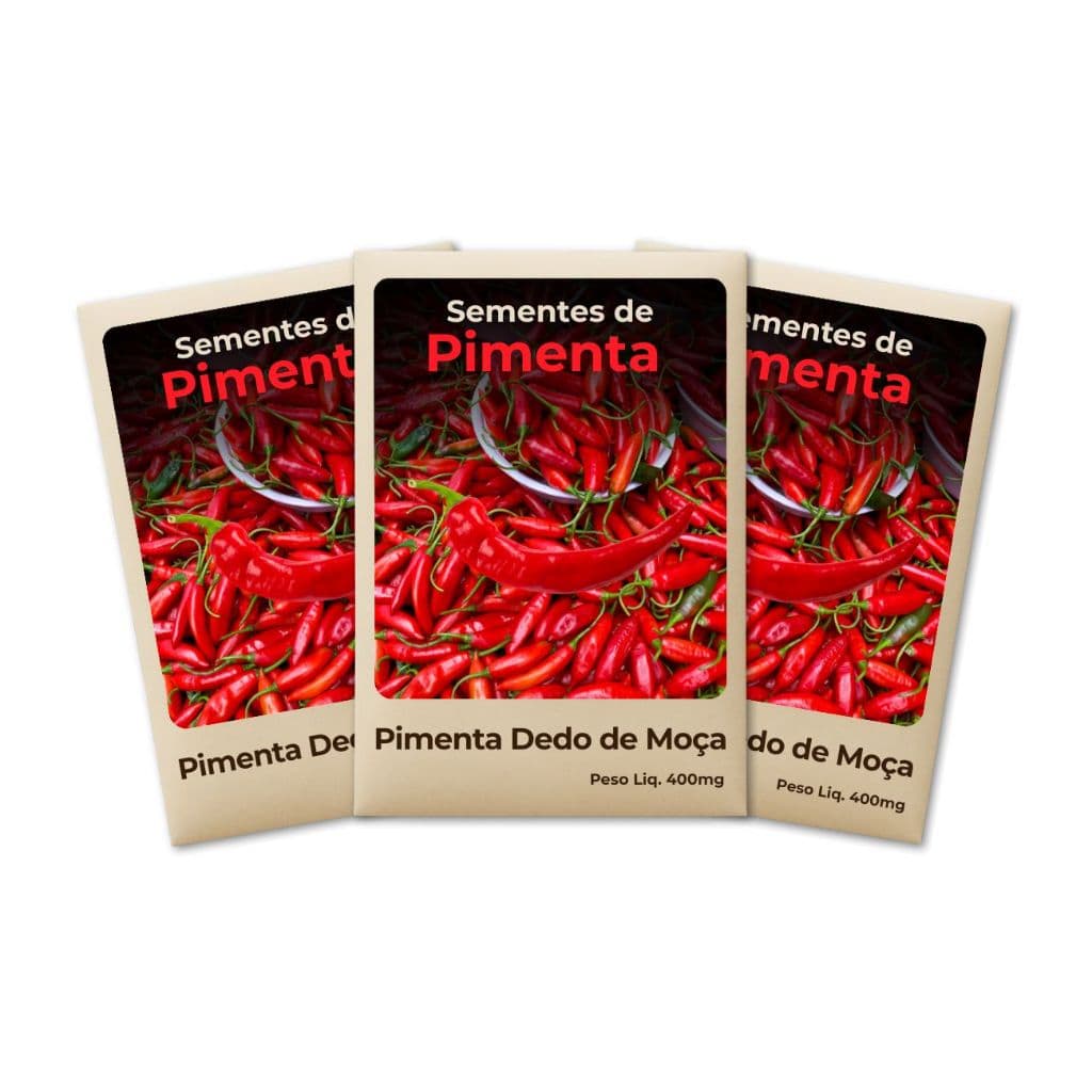 Pimenta Dedo de Moça Semente alta germinação, ideal para horta -Kit 3 Pacotes