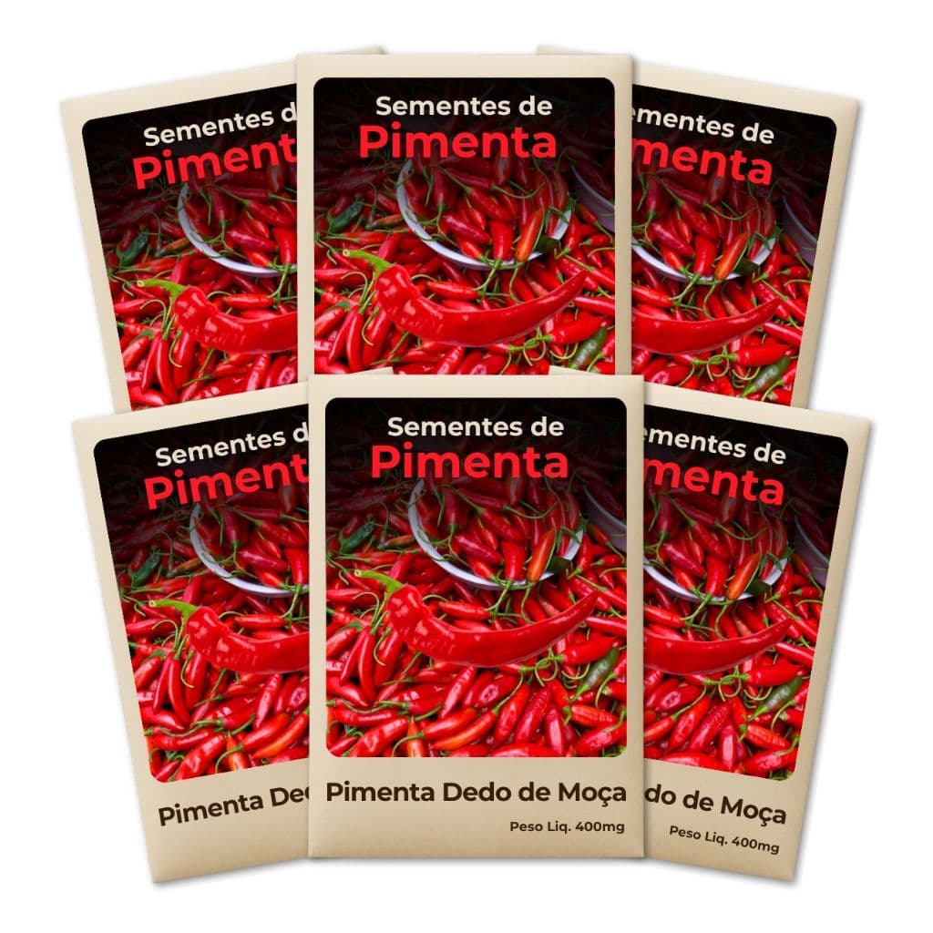 Semente Pimenta Dedo de Moça alta germinação, ideal para horta -Combo 6 unidades