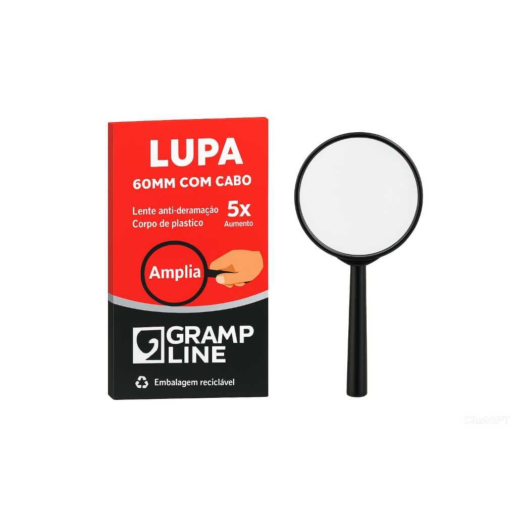 Lupa Manual 60mm com Cabo – Aumento 5x para Leitura e Artesanato