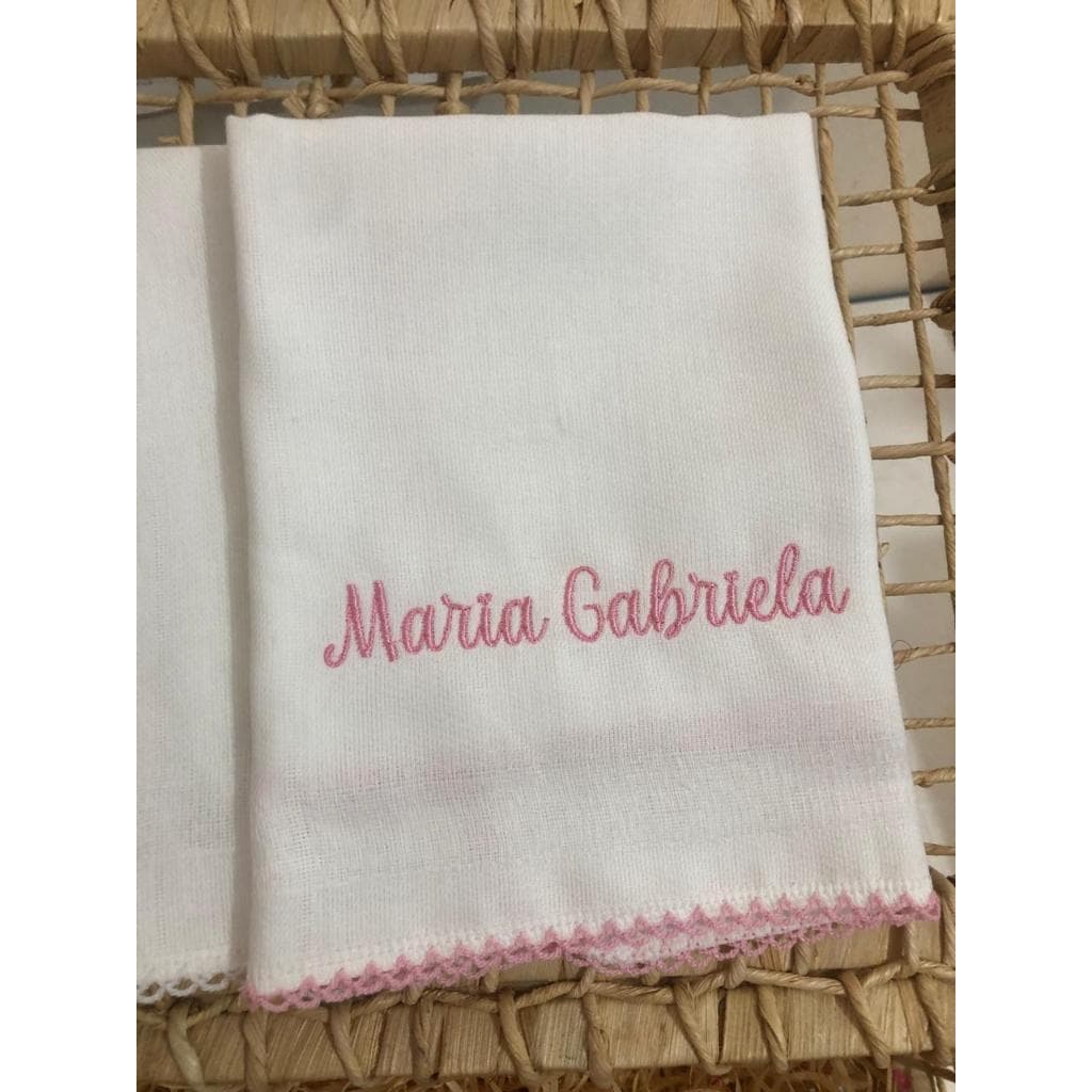 Fralda de passeio bordada nome personalizado Enxoval Bebê Menino Menina Pano de Lavagem