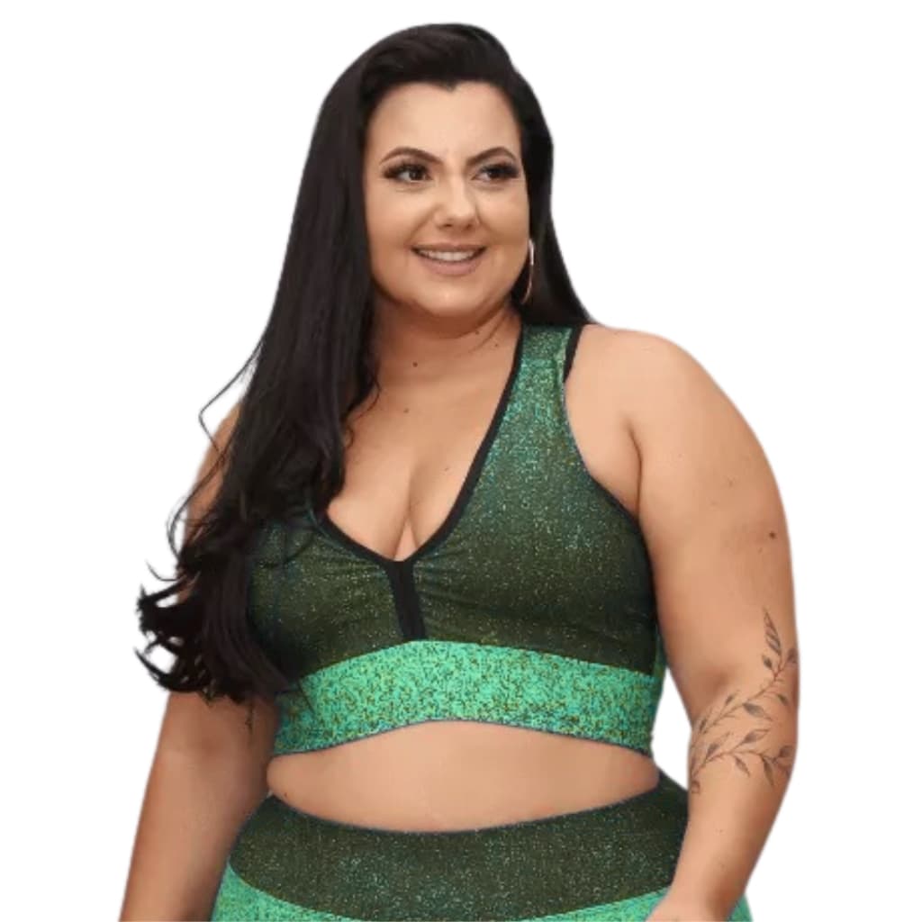 Top Plus Size Academia Estampado Fitness Top Com Bojo Plus Size Top Cropped
