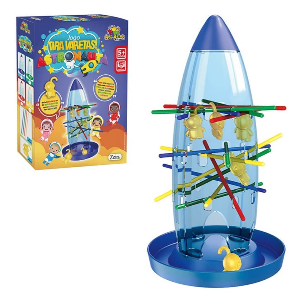 Jogo Pega Varetas Astronautas Foguete Brinquedo Cores Aleatórias Jogadores