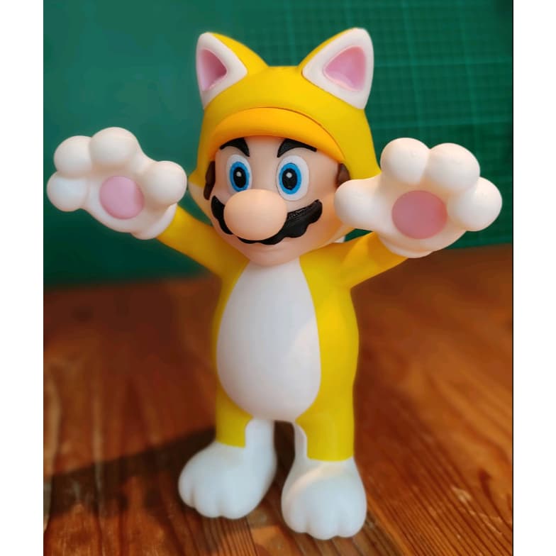 Miniatura Cat Mario Gato - 16cm - Boneco Colorido do Power-Up Felino