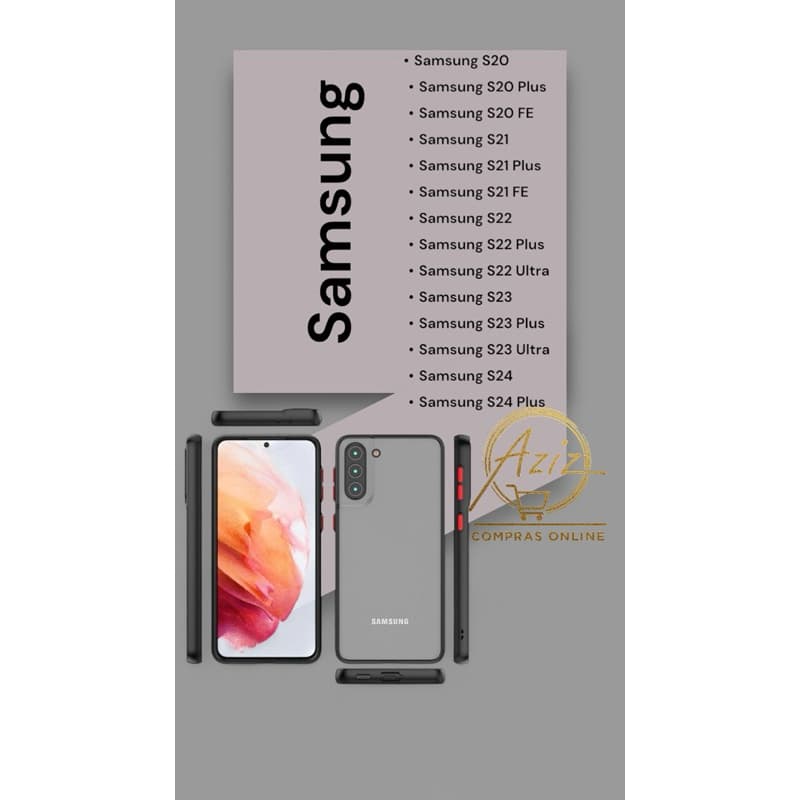 📱⚡Capa Transparente fosca + película de cerâmica para Samsung Galaxy S20, S21, S22, S23, S24 (E Vários outros modelos)