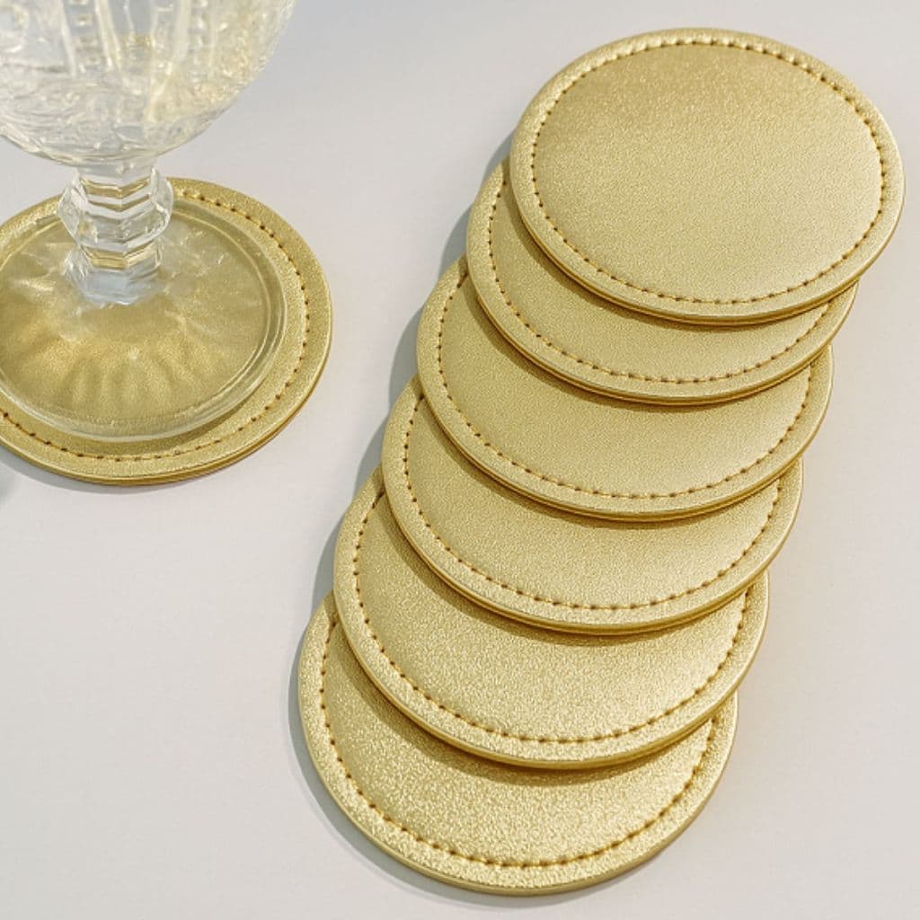 Porta copos 10X10 couro sintético estilo luxo para sua mesa e dia a dia KIT COM 6 porta copos