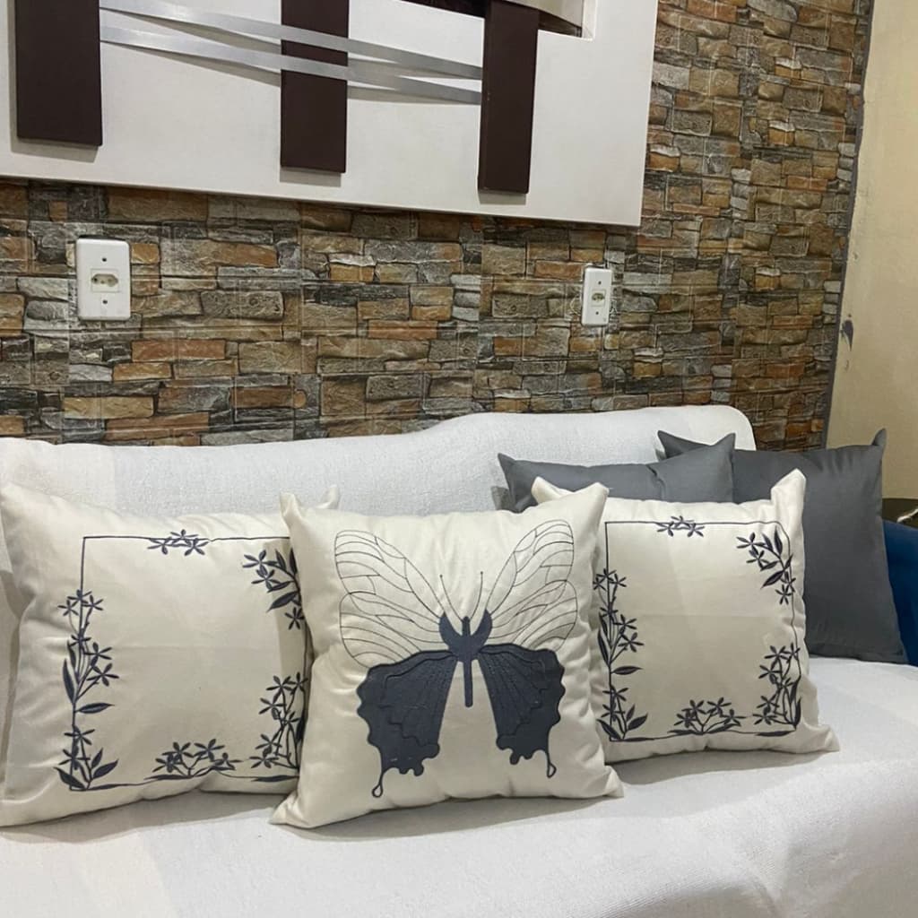 Kit de Capa de Almofada Bordada Suede Decorativa - Escolha Sua Combinação