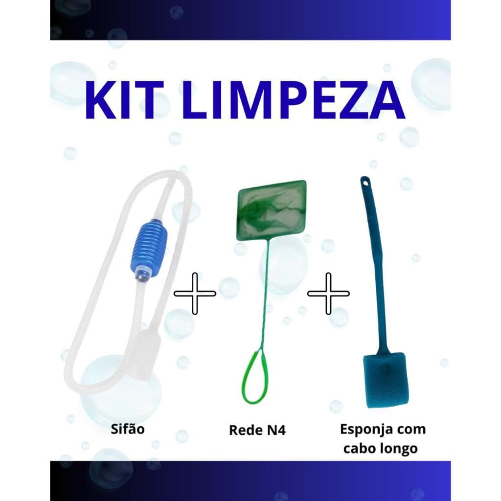 Kit Limpeza de Aquário - Sifão, Rede N4, Esponja c/ cabo