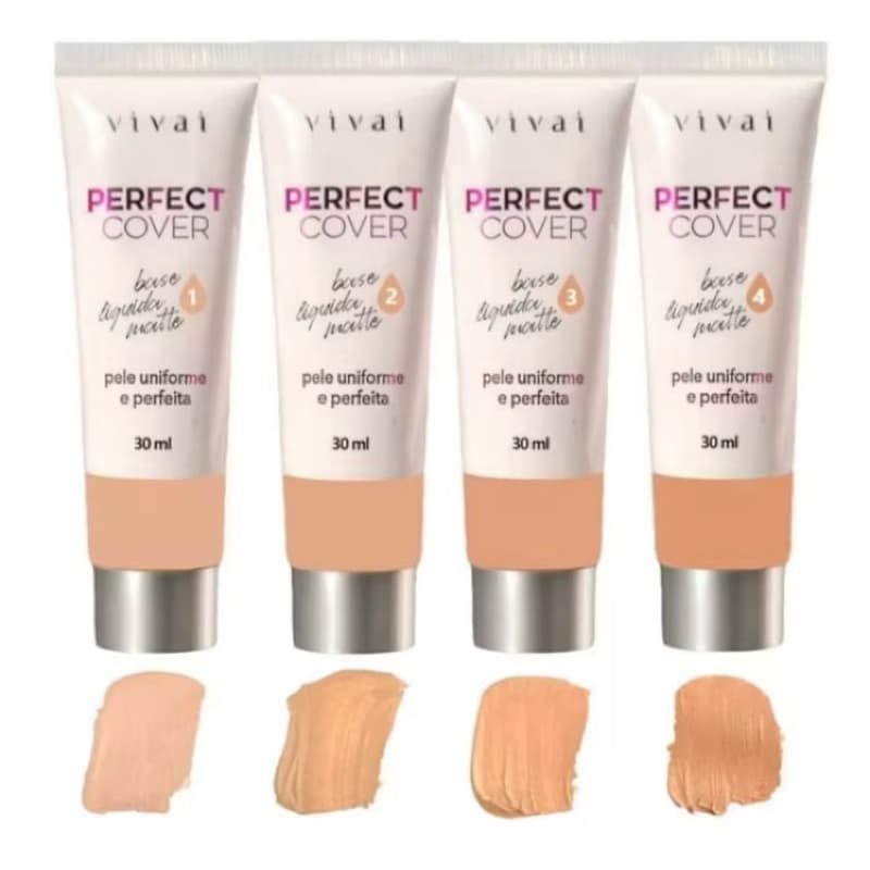 Base liquida Vivai Perfect Cover Disfarça pequenas imperfeiçoes deixando a pele uniforme com efeito matte 1091.4.2