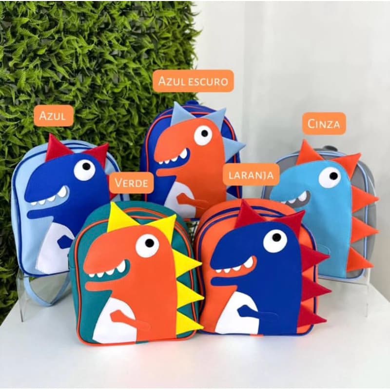 Mochila Infantil Dinossauro Escolar Menino Resistente Impermeável com Zíper Volta às Aulas