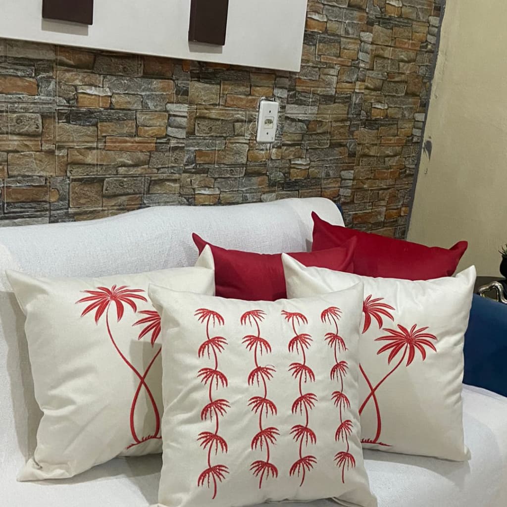 Kit de Capa de Almofada Bordada Suede Decorativa - Escolha Sua Combinação