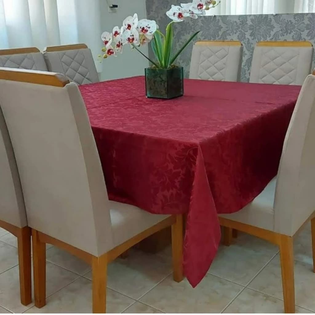 Toalha de Mesa 8 Lugares Retangular Jacquard Polyester ( 2,45m X 1,35m)