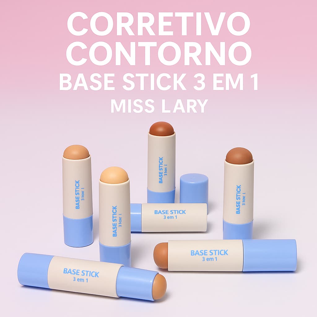 base bastão stick 3 em 1 corretivo contorno e base - miss lary