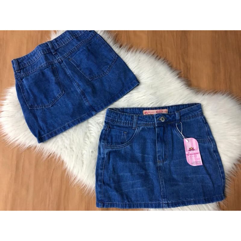 Saia Jeans Cintura Alta Desfiado Linda Luxo