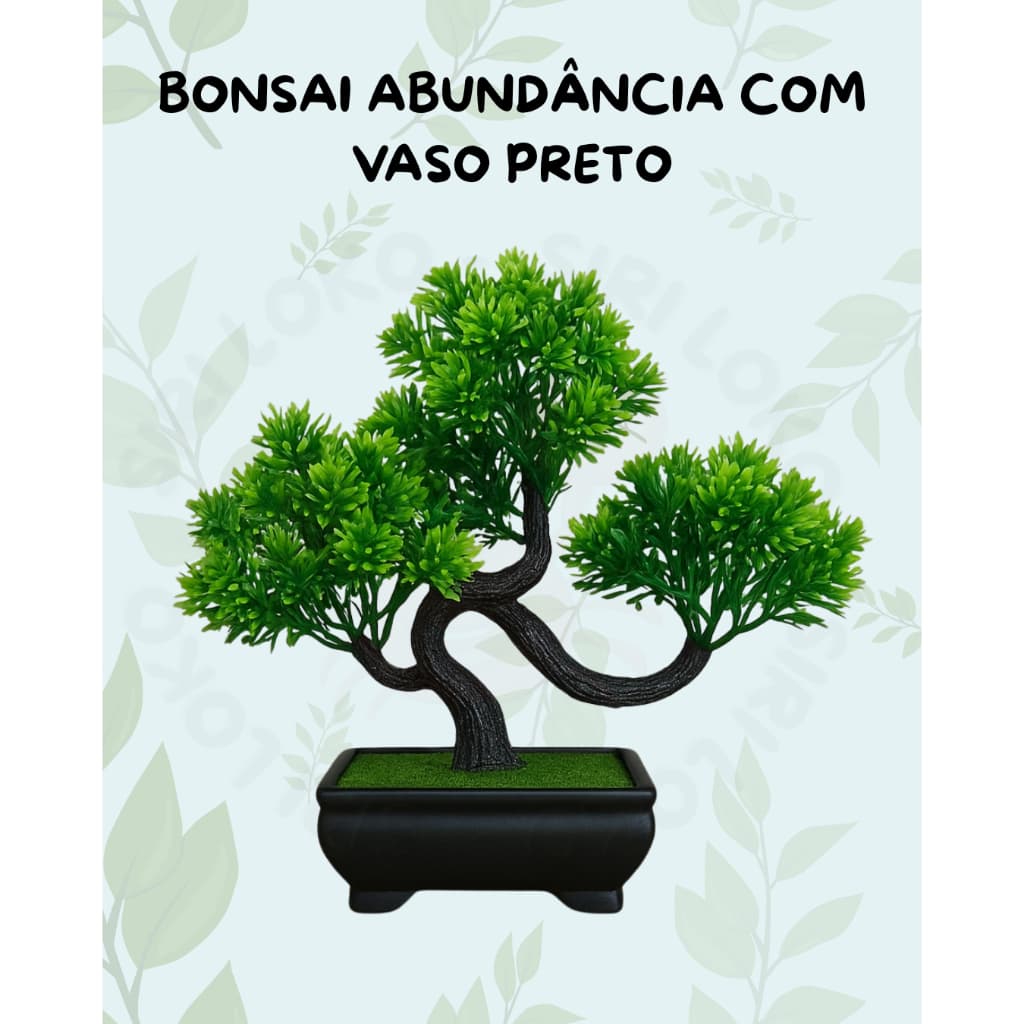 Árvore Artificial Bonsai  Abundância Decorativa  Vaso Preto – Decoração Zen Natureza Sem Manutenção