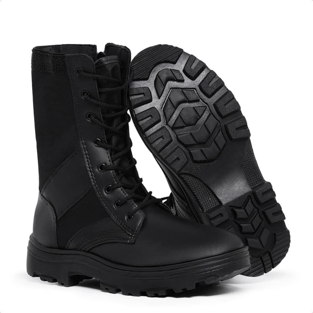 Bota Coturno Masculino Em Couro Ecológio Para Motociclista 2 Variedades