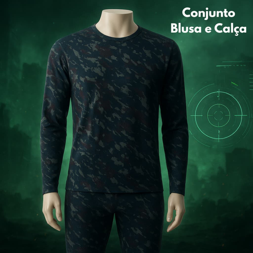 Roupa Camuflada Conjunto Blusa e Calça Tipo UV P/ Caça Pesca Camping Paintball Airsoft Fantasia
