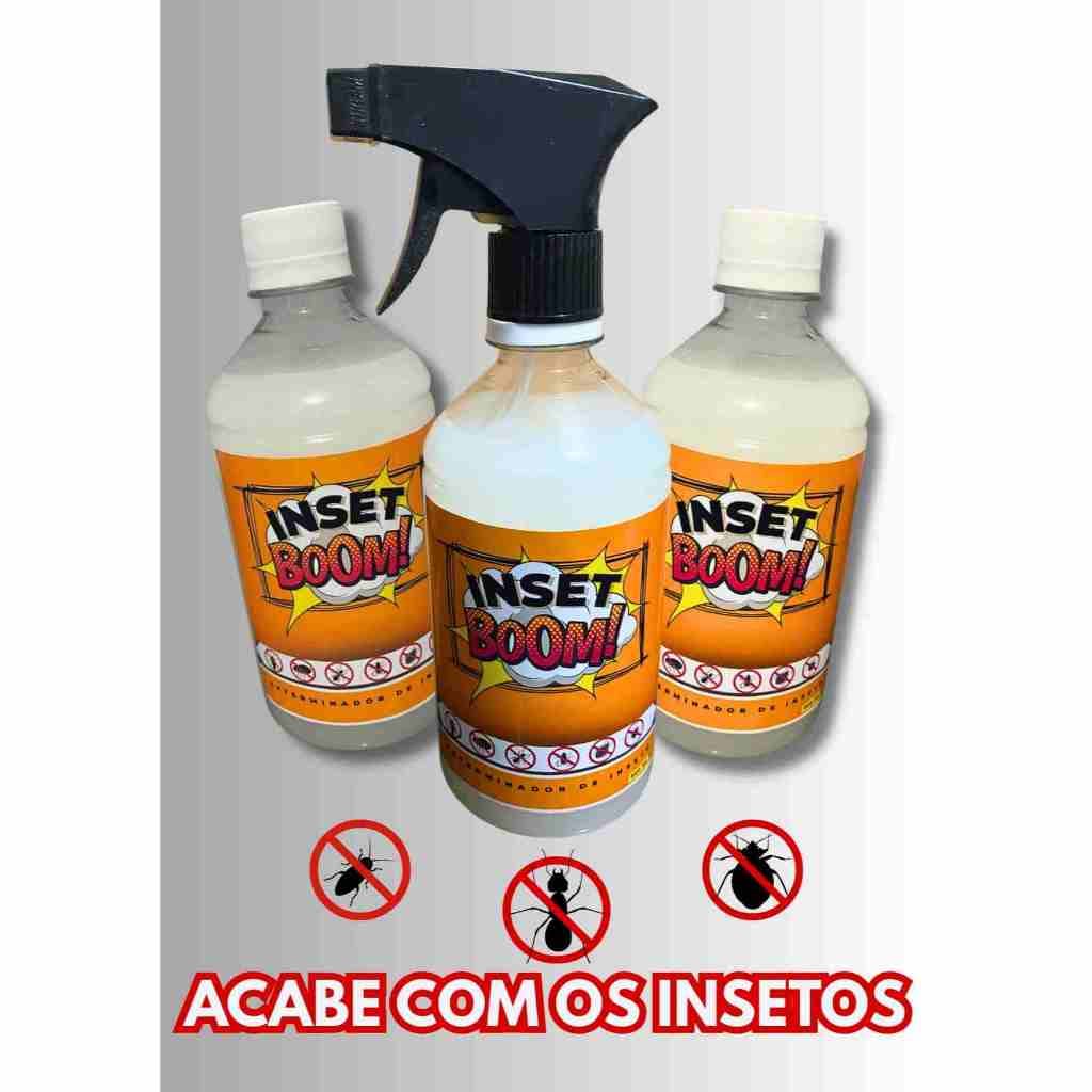 Kit Inseticida InsetBoom 1 Borrifador + 2 Refis 500ml — Dedetização Completa Contra Barata Percevejo e Formiga