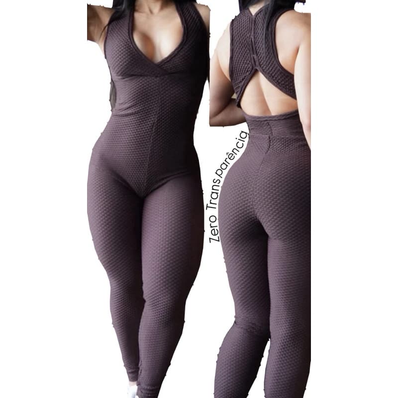 Macacão Premium zero Transparência Moda fitnes Malhar Jacquard Poliamida