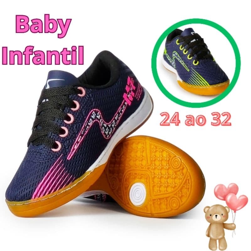 Chuteira Infantil Futsal M7  Salão Quadra| Lançamento | Macia Leve Reforçada | Sola Emborrachada