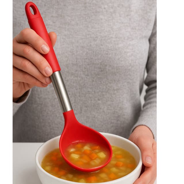 Colher de Silicone Premium com Cabo Inox Antitérmico