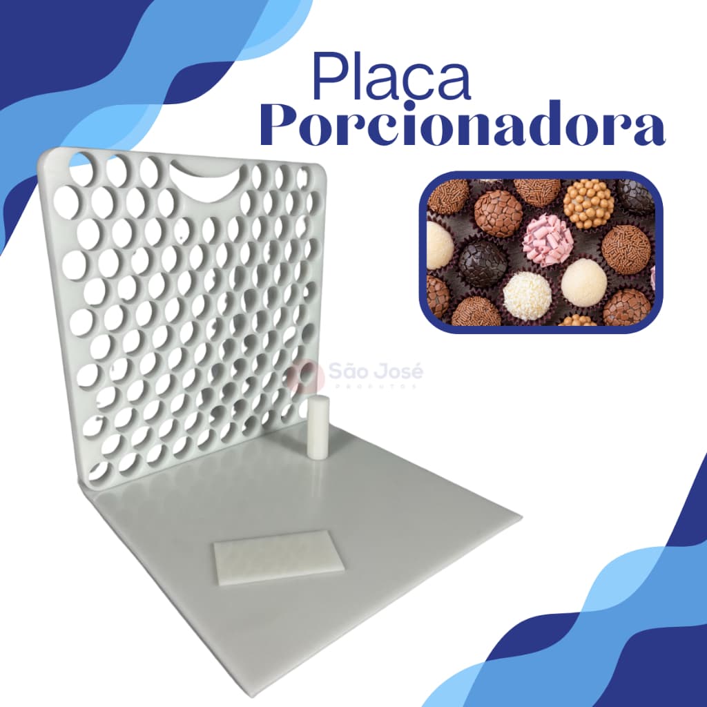 Placa porcionadora 15g 109 furos para brigadeiro beijinho doces em massa confeitaria com espatula