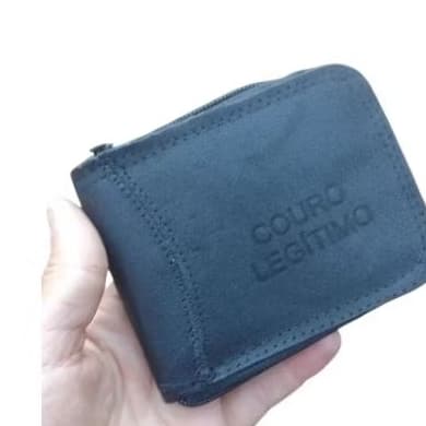 carteira grande masculina de couro fecho de zíper.