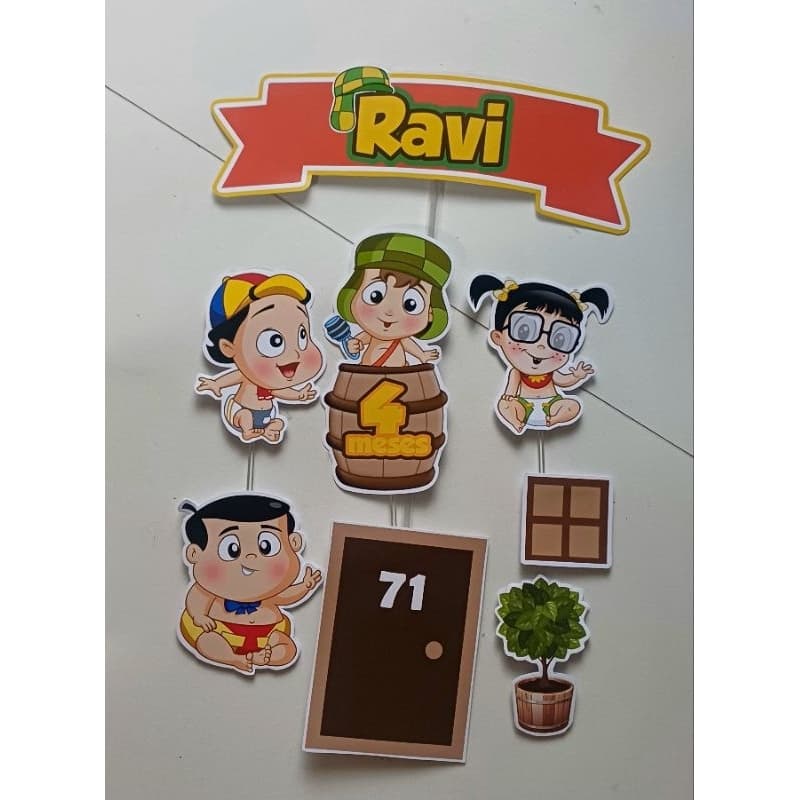 Topo de Bolo Chaves Baby ENTREGA RÁPIDA Topper de Bolo Personalizado Chaves- Mesversário