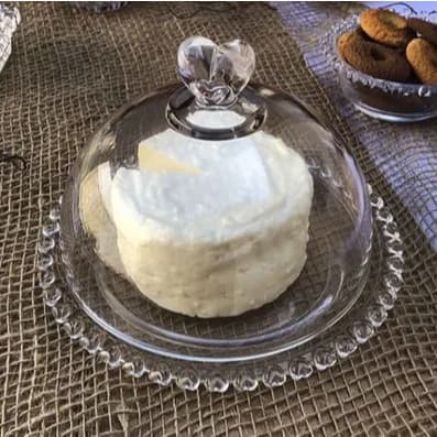 Queijeira / Porta Queijo de Cristal com Tampa Corações